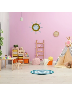 Sarı Çocuk Odası Kamelalı Dümen Duvar Saati