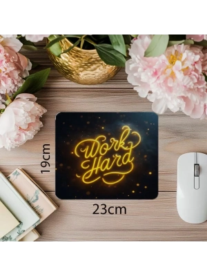 Sarı Cursive Fontlu Işıklı Mouse Pad Tasarımı - 19x23 cm 2 mm Dikdörtgen İthal Baskılı Mouse Pad