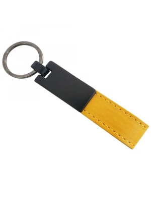 Sarı Deri Metal Anahtarlık
