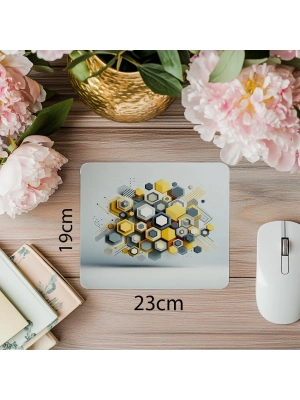 Sarı Gri Beyaz Tonlu Minimal Mouse Pad - 19x23 cm 2 mm Dikdörtgen İthal Baskılı Mouse Pad