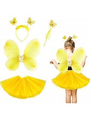 Sarı Kelebek Kostümü Çocuk 4 Parça Set