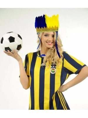 Sarı Lacivert Taraftar Tüylü Saç Bandı