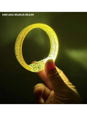 Sarı Led Işıklı Baskı Yapılabilen Pilli Bileklik Bilezik 1,5 Cm Genişlik