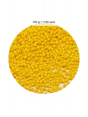 Sarı Renk 4 mm Yaklaşık 1100 adet / 100 gram Cam Boncuk Oya Yazma Bileklik ve Kolye