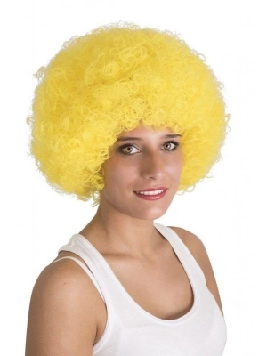 Sarı Renk Kıvırcık Afro Bonus Peruk