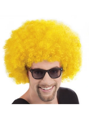 Sarı Renk Kıvırcık Afro Bonus Peruk