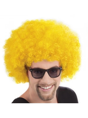 Sarı Renk Kıvırcık Afro Bonus Peruk