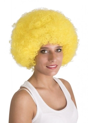 Sarı Renk Kıvırcık Afro Bonus Peruk