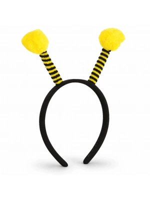Sarı Siyah Arı Antenli Taç - Çocuk Arı Tacı Mega Ponponlu