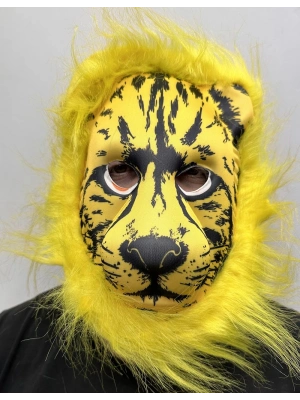 Sarı Yeleli Sarı Saçlı Aslan Maskesi Mega Peluş 2 No