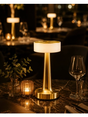 Şarjlı Gold Mantar Masa Lambası Dimmer Ayarlı Kablosuz LED Lamba