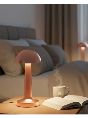 ® Şarjlı Mantar Masa Lambası 3 Seviyeli Dokunmatik LED USB Şarj Özellikli