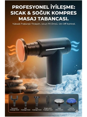 ® Şarjlı Masaj Tabancası Boyun Sırt ve İçin Sıcak Soğuk Başlıklı Masaj Aleti Sporcu Masaj