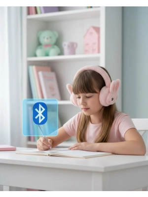 ® Şarjlı Tavşan Tasarımlı Kablosuz Bluetooth Kulaklık Stereo Ses ve Hafıza Kart Destekli