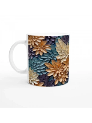 Saten Parıltılı Bahar Çiçekli Kupa Bardak