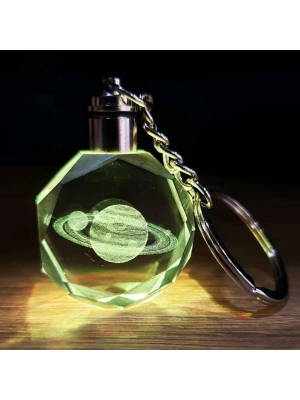 Satürn Gezegen Tasarım Işıklı Anahtarlık