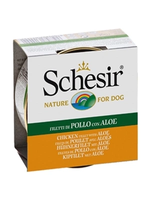 Schesir Aloevera ve Tavuklu Jöleli Konserve Köpek Maması 1 Adet 150 Gr