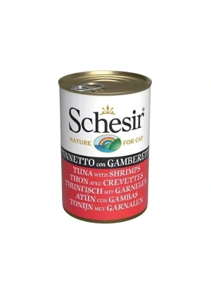 Schesir Jöle İçinde Ton Balık ve Karidesli Yetişkin Konserve Kedi Maması 1 Adet 140 Gr