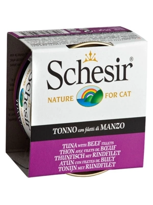 Schesir Ton Balık ve Sığır Etli Jöleli Konserve Kedi Maması 1 Adet 85 Gr