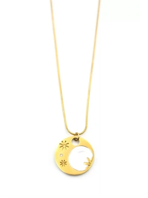 Sedef Çiçek Kolye - Altın