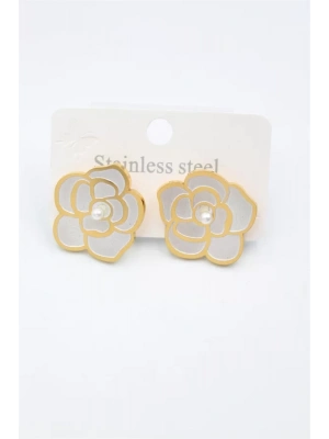 Sedef Çiçek Küpe - Altın