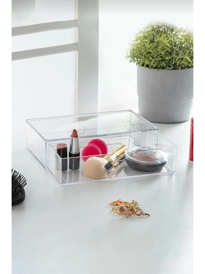 Şeffaf Çekmece Makyaj Takı Organizeri Düzenleyici 10×18×4 cm