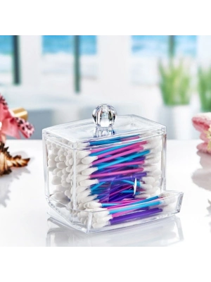 ®  Şeffaf Kapaklı Kulak Temizleme Çubuğu Organizatörü Saklama Kutusu