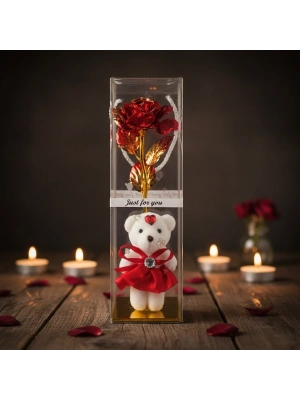 Şeffaf Kutulu Ayıcıklı Sonsuzluk Gülü