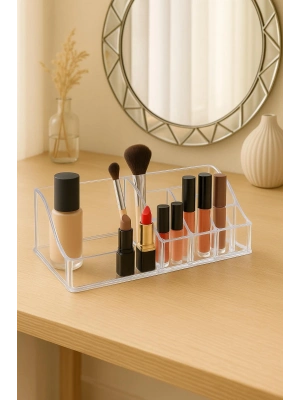 Şeffaf Piramit Makyaj Organizeri Düzenleyici 9×17×6 cm