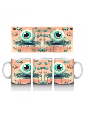 Şeker Kaplı Göz Küresi Figürleriyle Eğlenceli Cadılar Bayramı Baskılı Kupa Bardak