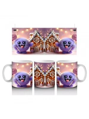 Şekerlemelerle Süslenmiş Perili Kurabiye Ev Figürlü Cadılar Bayramı Baskılı Kupa Bardak