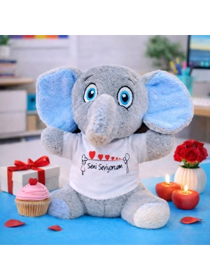 Seni Seviyorum Tişörtlü Peluş Fil