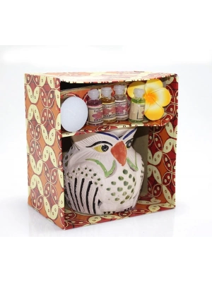 Seramik Baykuşlu Buhurdanlık Seti No:02