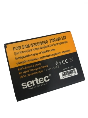 Sertec - Samsung Galaxy S3 İ9300 / 9060 / 9082 Uyumlu Batarya
