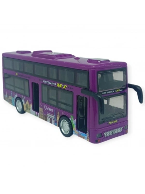 Sesli Işıklı Çift Katlı Otobüs 20 cm - Mor