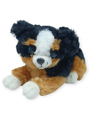 Sesli Peluş Yatan Köpek 25 cm - Siyah Kahve