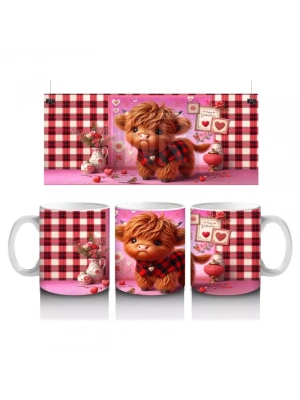 Sevgililer Günü Temalı Minik Buzağı - Baskılı Kahve Kupası