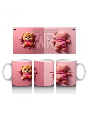 Sevimli Ayıcık ve Atkılı Karakter Figürü – Baskılı Kahve Kupası