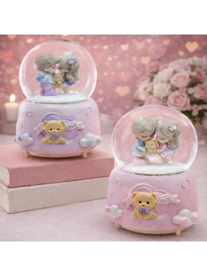 Sevimli Çift Tasarımlı Büyük Boy Otomatik Kar Küresi