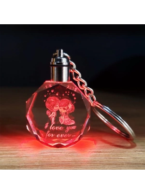 Sevimli Çift Tasarımlı Kristal Renk Değiştiren Anahtarlık