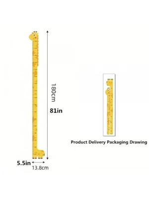 Sevimli Figürlü Çocuk Odası Boy Ölçer Sticker 180 cm