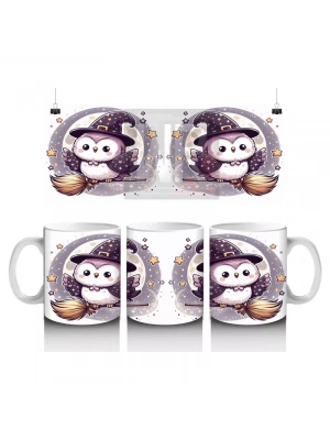 Sevimli Hayalet Figürlü Şeker Sepetli Çocuklara Özel Cadılar Bayramı Baskılı Kupa