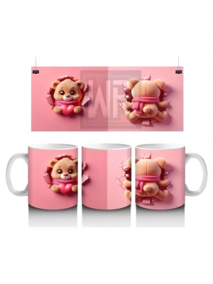 Sevimli Kalpli Karakterler Yan Yana – Baskılı Kahve Kupası