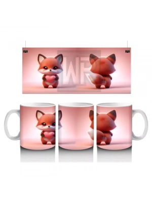 Sevimli Kedi Figürü (Ön ve Arka Görünüm) – Baskılı Kahve Kupası