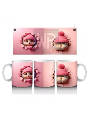 Sevimli Kız Çocuk Maskotu ve Peluş – Baskılı Kahve Kupası