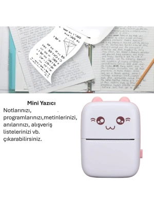 Sevimli Mini Taşınabilir Yazıcı Printer