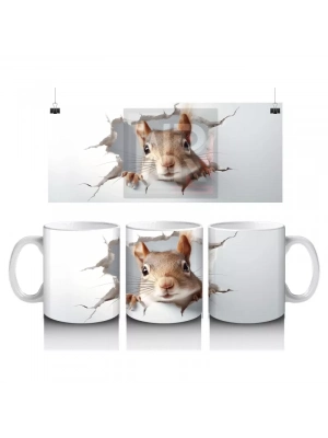 Sevimli Sincap Figürü Duvar Desenli – Baskılı Kupa