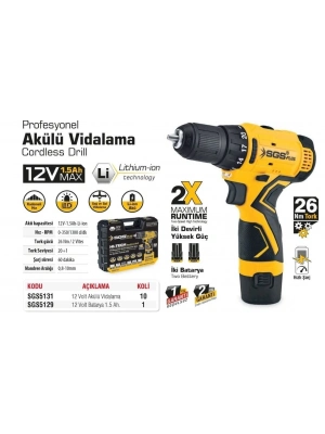 ® SGS 5131 Akülü Vidalama 12 Volt 1,5 Ah