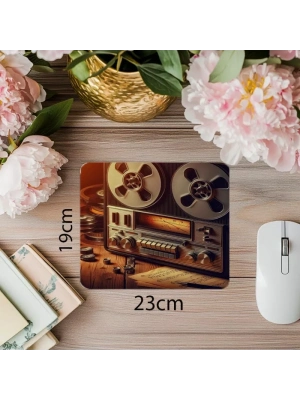 Sıcak Işıklı Nostaljik Teyp Mouse Pad - 19x23 cm 2 mm Dikdörtgen İthal Baskılı Mouse Pad