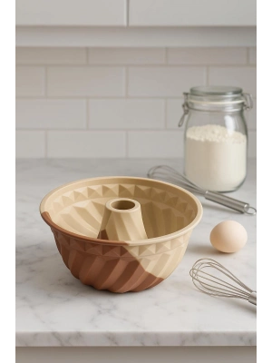 Silikon Kek Kalıbı Büyük Krem Renk Yuvarlak 24 cm